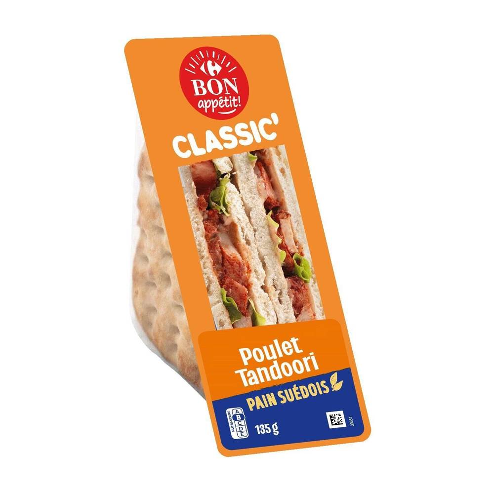 Sandwich poulet Tandoori CARREFOUR BON APPETIT - la barquette de 135g