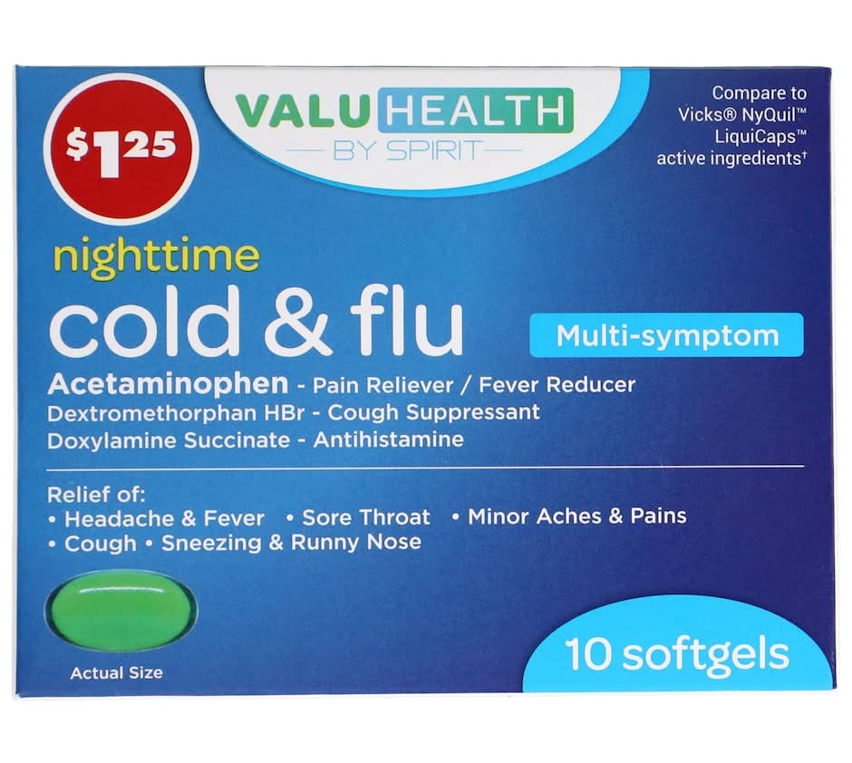 ValuHealth Nighttime Cold & Flu Softgels (10 ct)