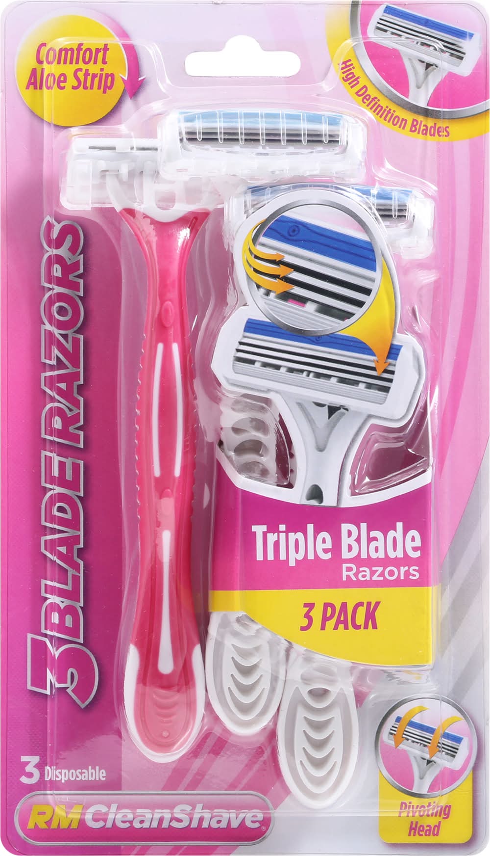 RM CleanShave Triple Blade Disposable Razors (3 ct)