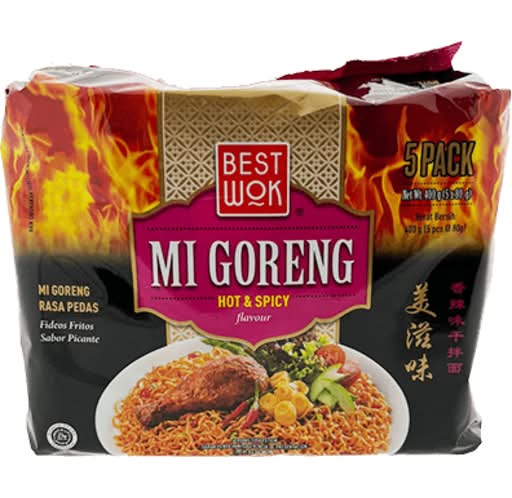 Best Wok Mi Goreng Hot & Spicy Noodles '5 Pack' 400g