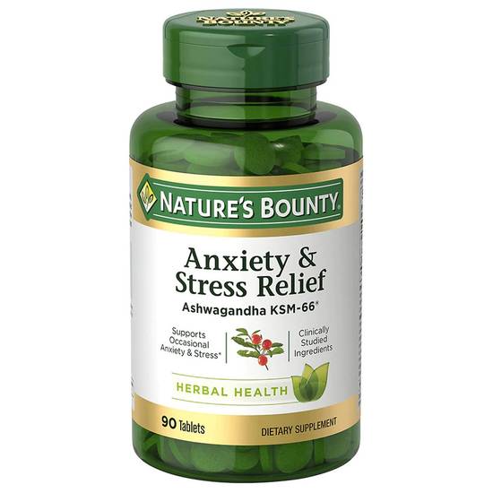 Nature's Bounty Anxiety & Stress Relief Ashwagandha KSM-66 Dietary Supplement, 90 CT
