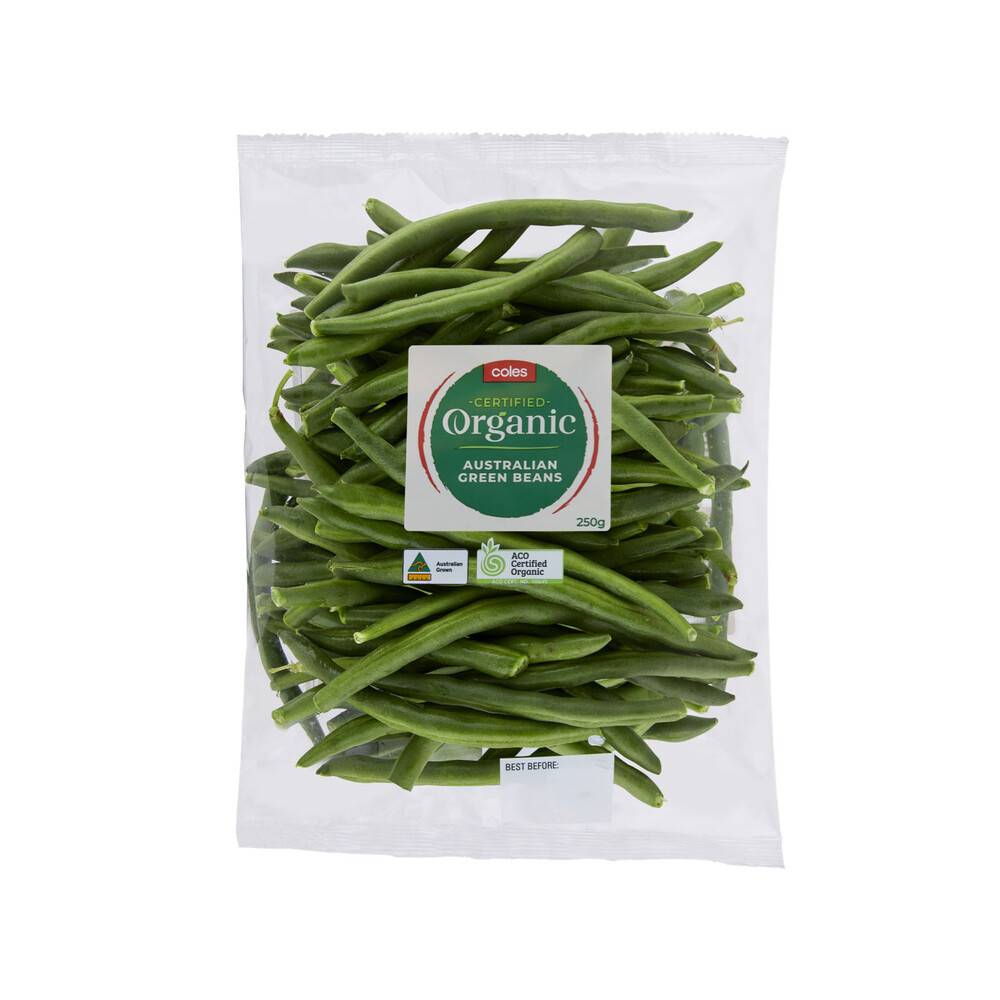Coles Organic Green Beans Prepacked 250g