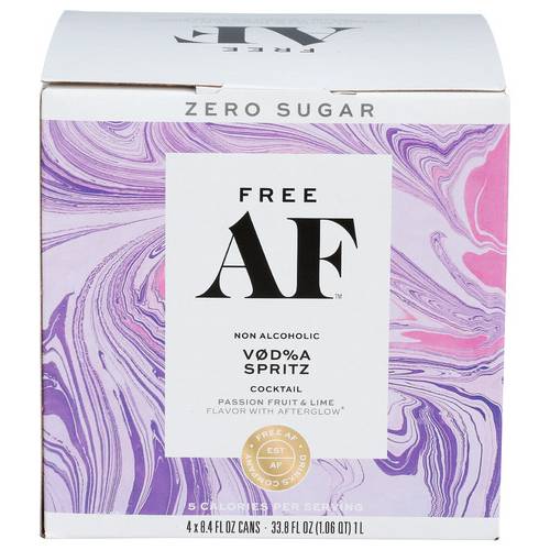 Free Af Drinks Company Vodka Spritz Non-Alcoholic Cocktail With Afterglow 4 Pack