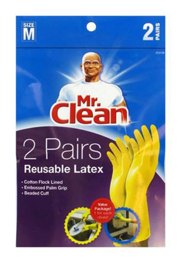 Mr. Clean Reusable Latex Gloves - Medium- 2 Pairs
