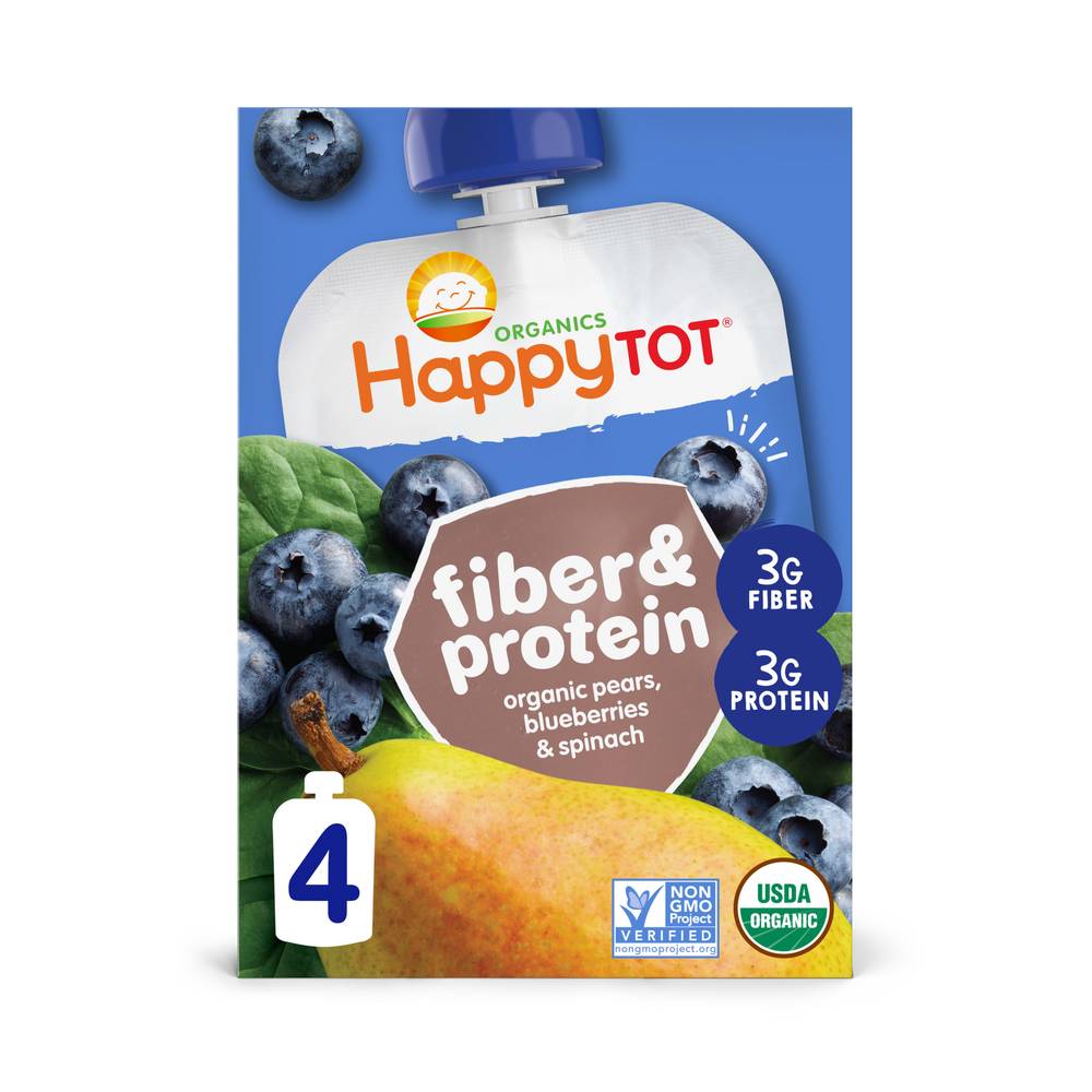 Happy Tot Organics Pears Blueberries & Spinach Fiber & Protein Fruit & Veggie Blend (1 lbs)