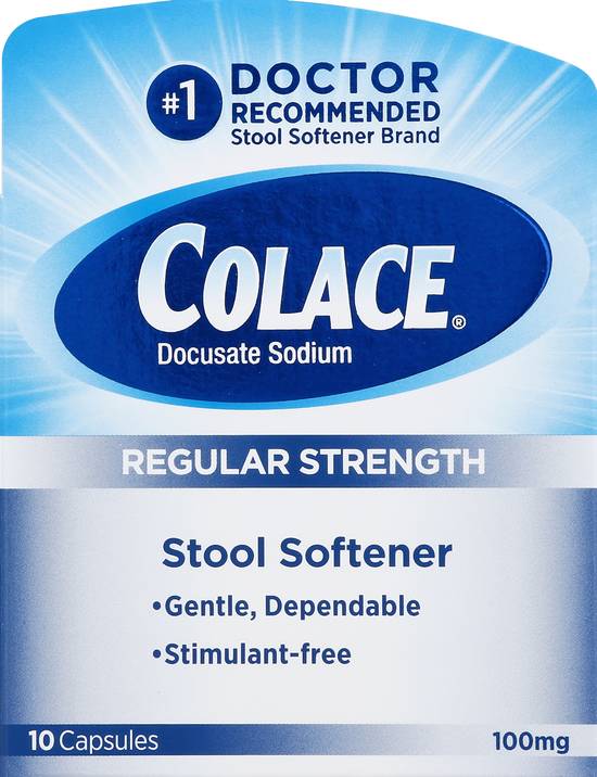 Colace Regular Strength Stool Softener 100 mg Capsules (10 ct)