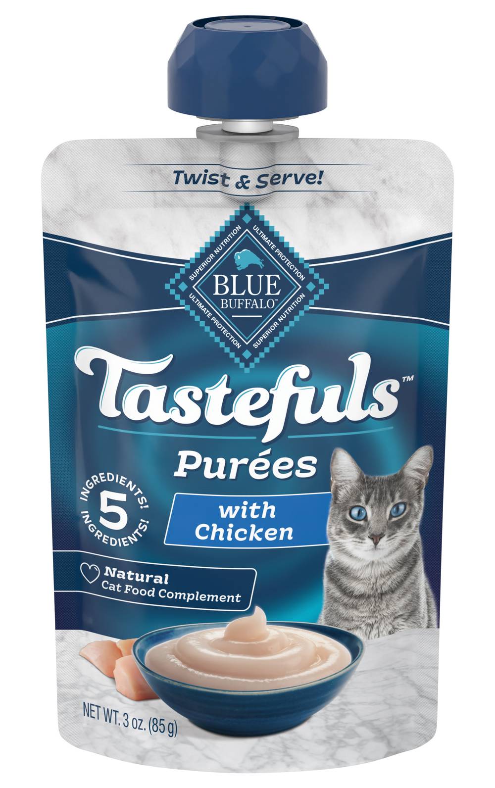 Blue Buffalo Tastefuls Adult Cat Natural Purées, Chicken (3 oz)