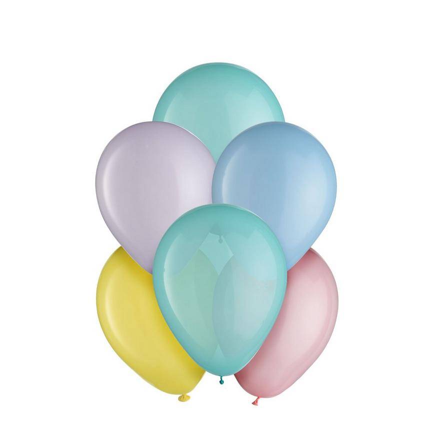Uninflated 25ct, 5in, Pastel Easter 5-Color Mix Mini Latex Balloons - Blue, Green, Lilac, Pink Yellow