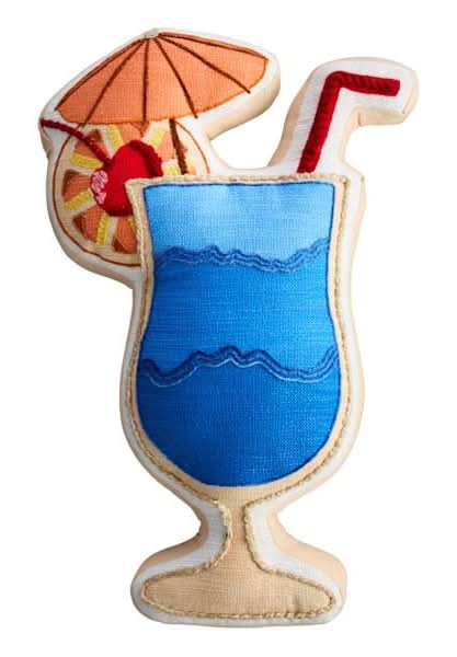 Blue Lagoon Cocktail Shaped Outdoor Throw Pillow, 14x21