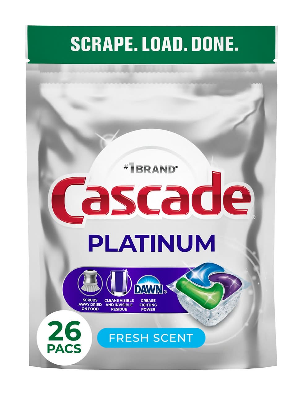 Cascade Platinum Dishwasher Pods, Fresh
