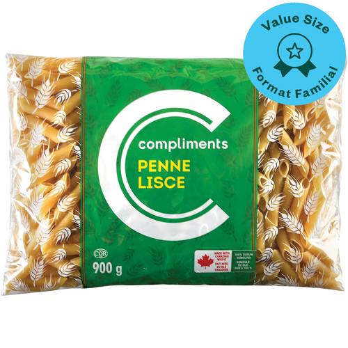 Compliments Pasta Penne Lisce Value Size 900 g