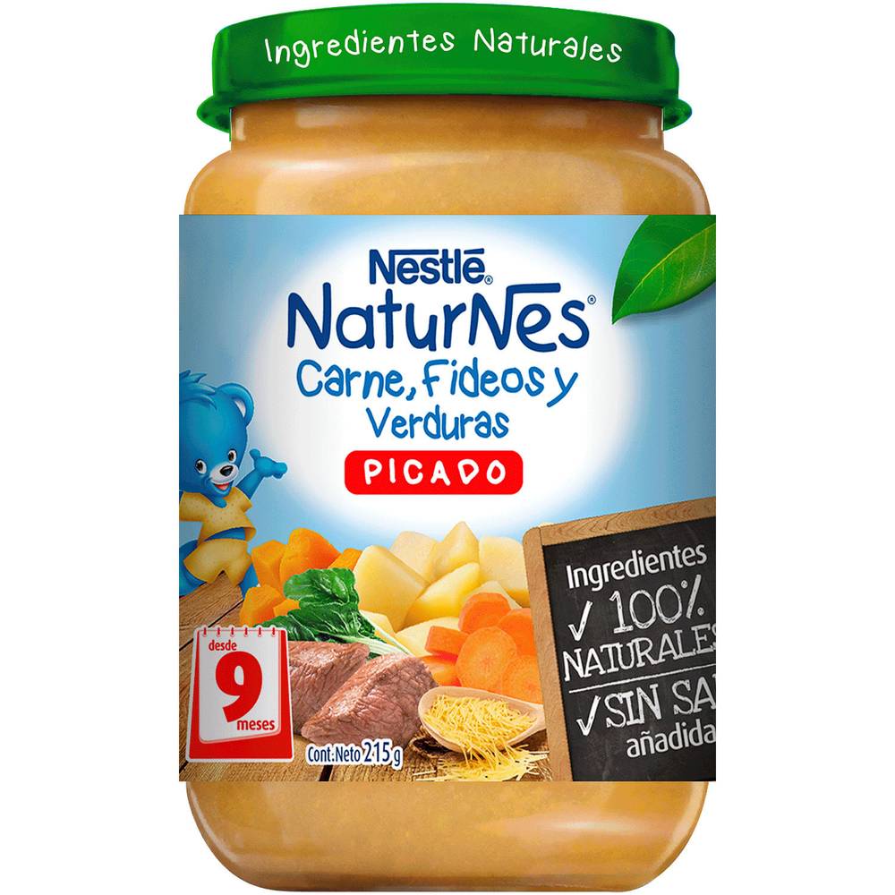 Nestlé picado naturnes carne fideos y verduras (pote 215 g)