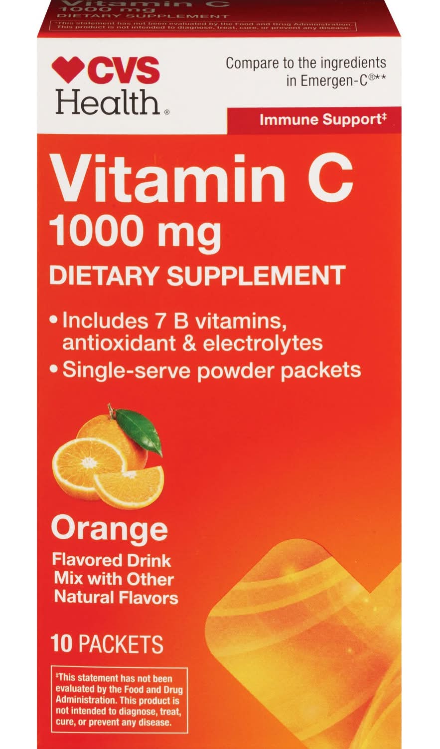 CVS Health Vitamin C 1000 mg Dietary Supplement Packets, Orange (10 ct)