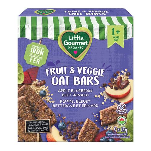 Little Gourmet Organic Fruit & Veggie Oat Bars Apple Blueberry Spinach 90 g