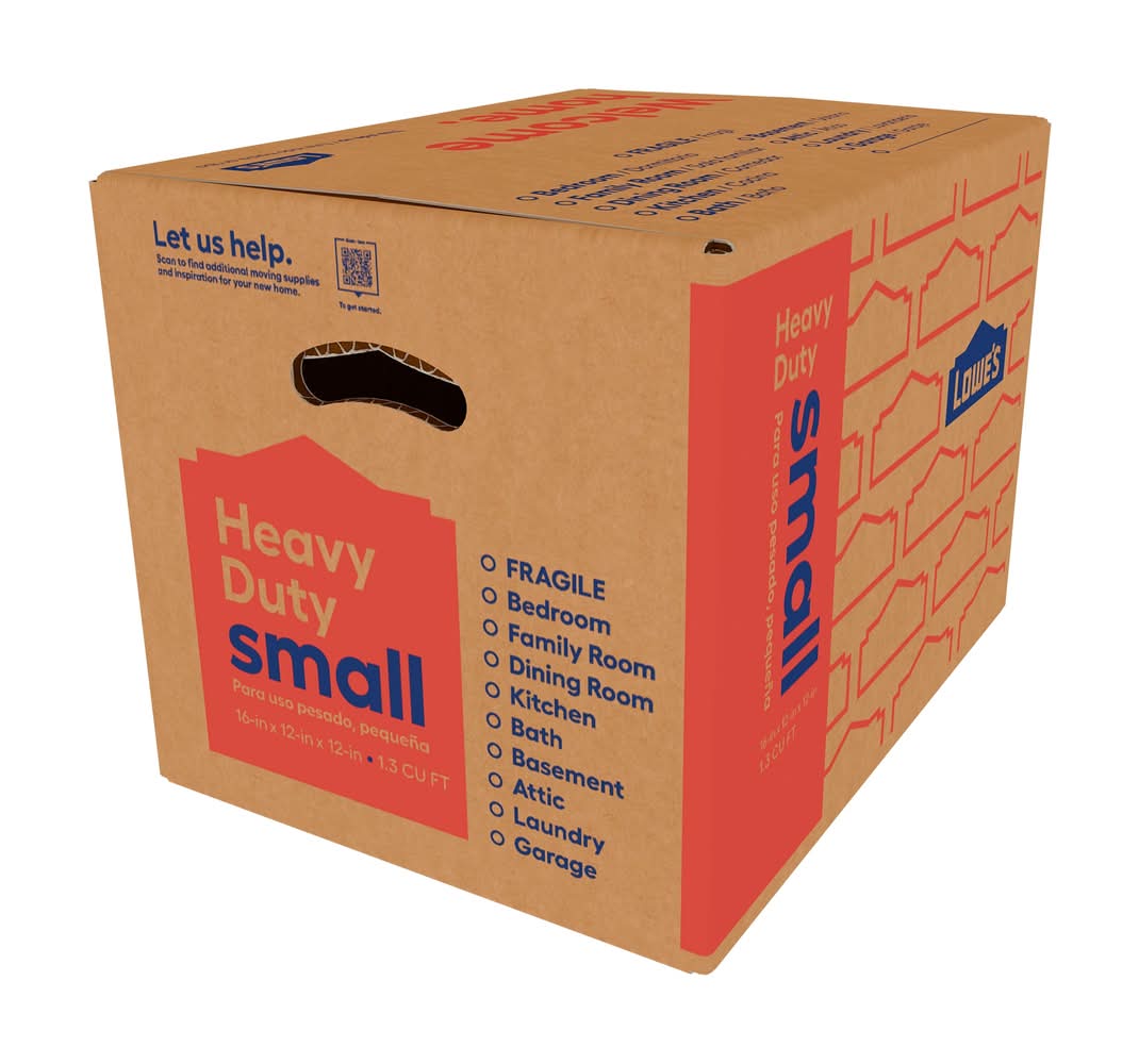 Lowe's 16-in W x 12-in H x 12-in D Small Heavy Duty Cardboard Moving Box with Handle Holes