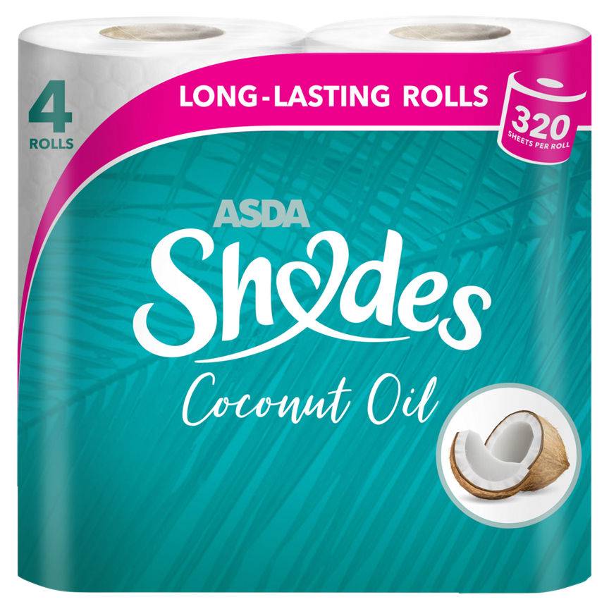 ASDA Coconut Oil, Shades Double Toilet Rolls (4 pack)