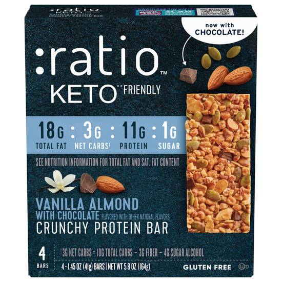 :Ratio Keto Friendly Crunchy Bar (vanilla-almond-chocolate)