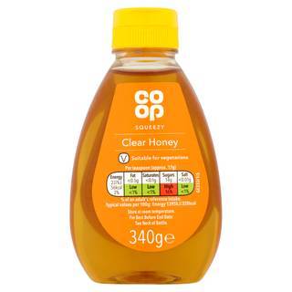 Co Op Squeezy Clear Honey 340G