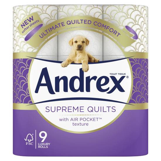 Andrex Supreme Quilts Toilet Tissue Standard Rolls (9 pack)