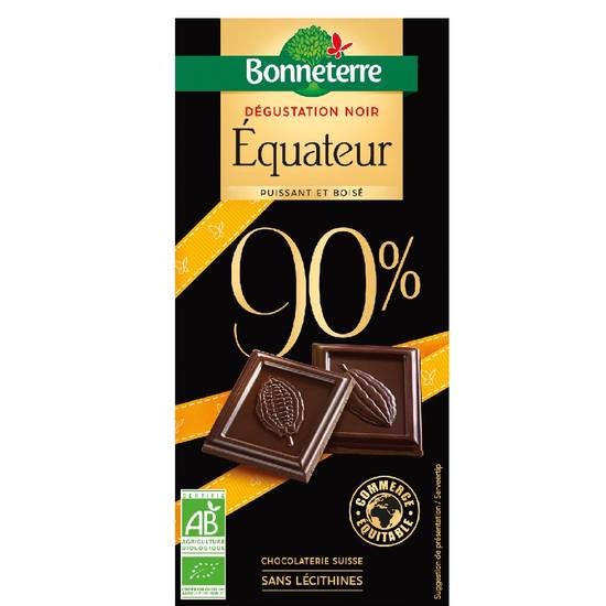Chocolat noir equateur 90% 80g - BONNETERRE - BIO