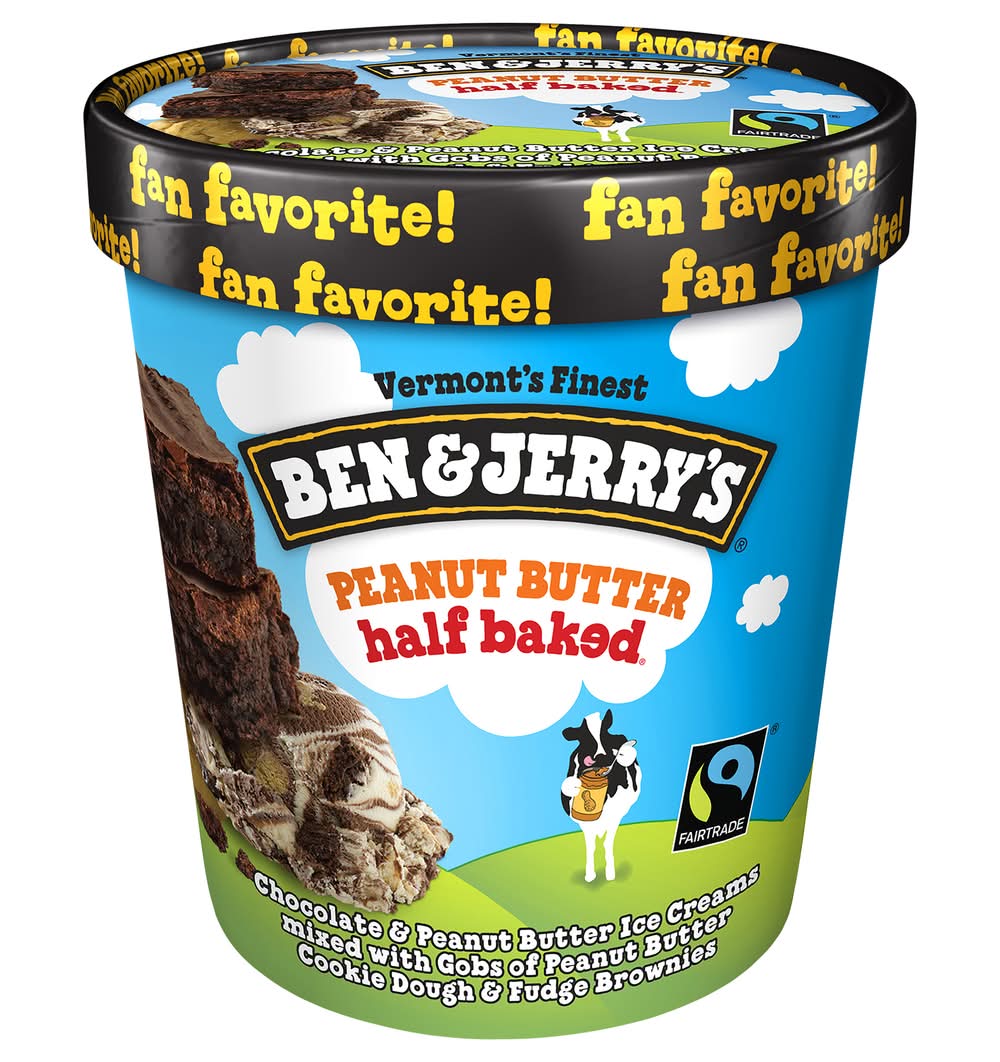 Ben & Jerry's Vermont's Finest Ice Cream, Peanut Butter Half Baked (16 oz)