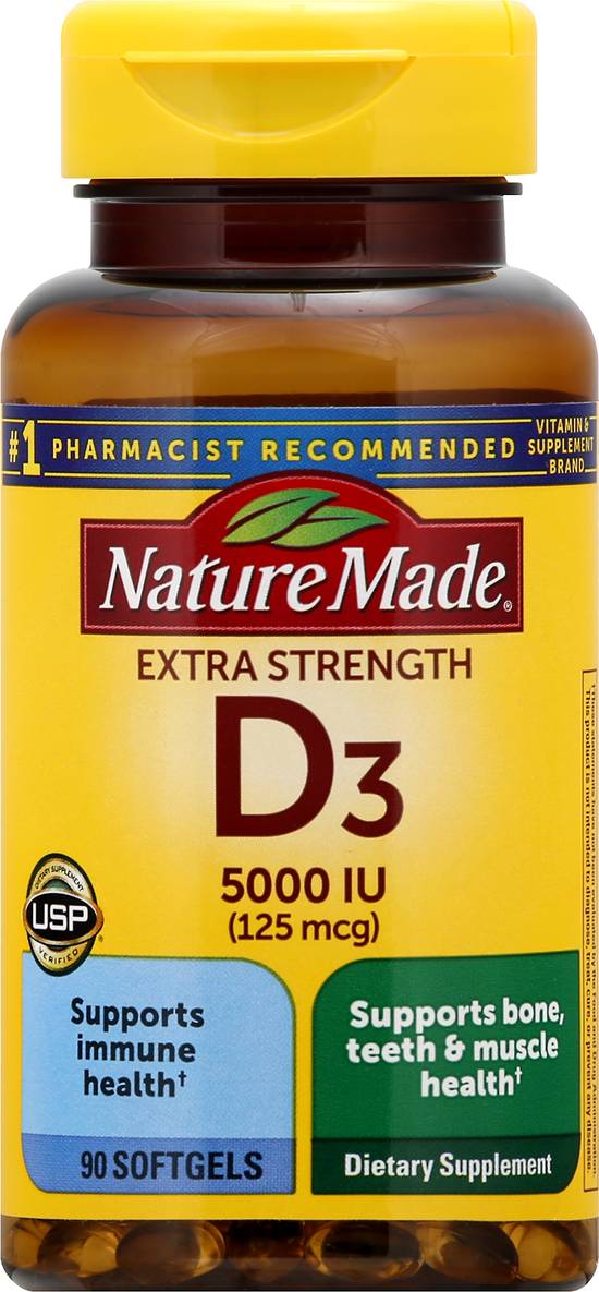 Nature Made Vitamin D3 125 Mcg Dietary Supplement Softgels (90 ct)