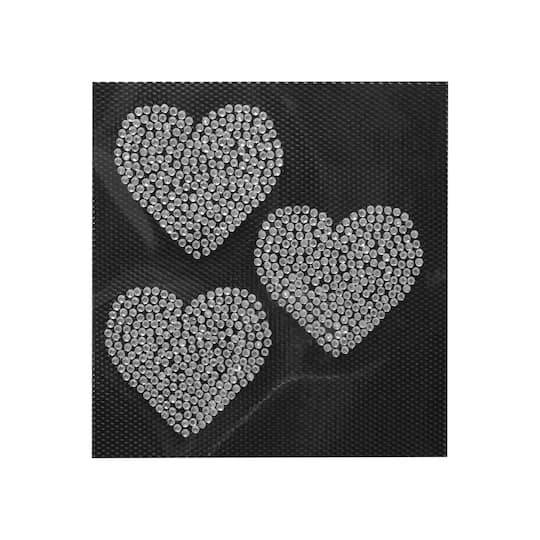 1.5" Rhinestone Heart Iron On Patches, 3Ct. By Make Market