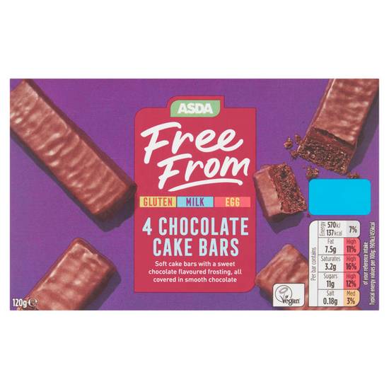 Asda Free From 4 Chocolate Cake Bars 120g