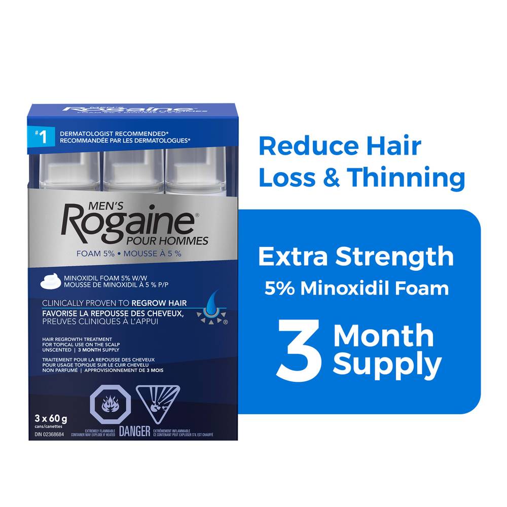 Rogaine Minoxidil Foam Hair Loss and Thinning Treatment (3 ct, 60 g)