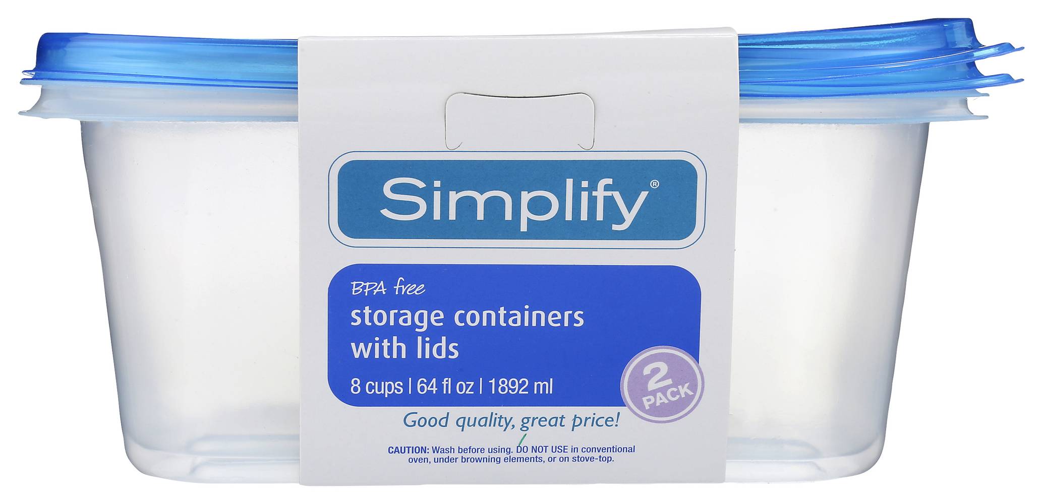 Simplify Bpa Free Storage Container With Lid, Blue-White (2 ct)