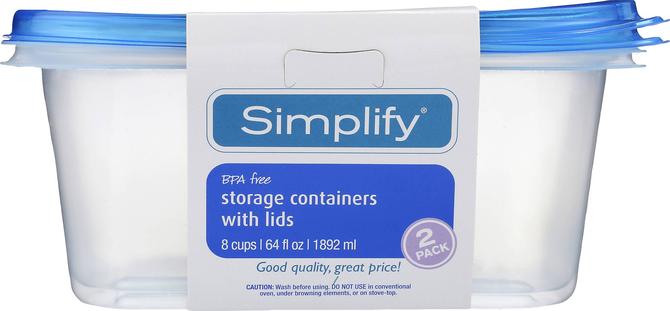 Simplify Bpa Free Storage Container With Lid, Blue-White (2 ct)