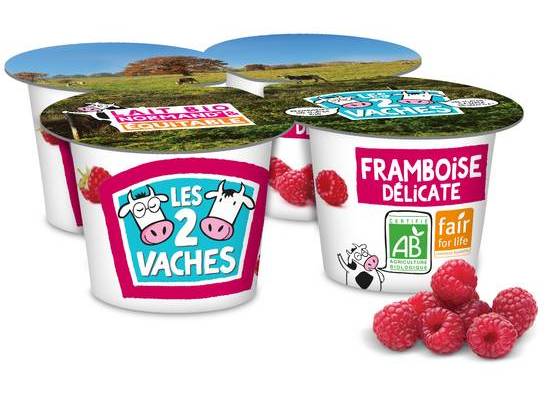 Les 2 vaches yaourt aux fruits bio framboise (4  pcs)
