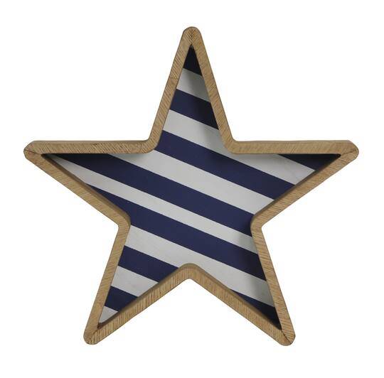 11.5" Striped Tabletop Decor With Natural Star Frame By Celebrate It