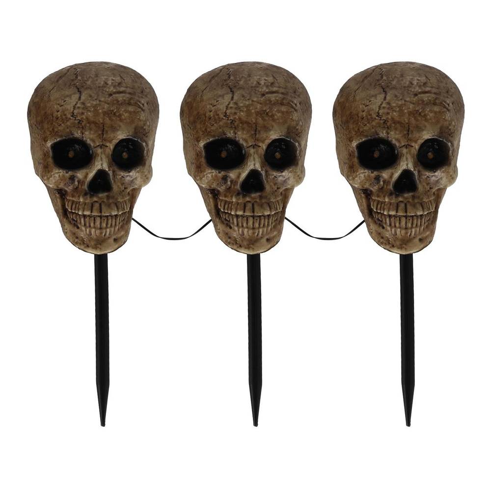 3 estacas de halloween calaveras con luz led 35.99 cm