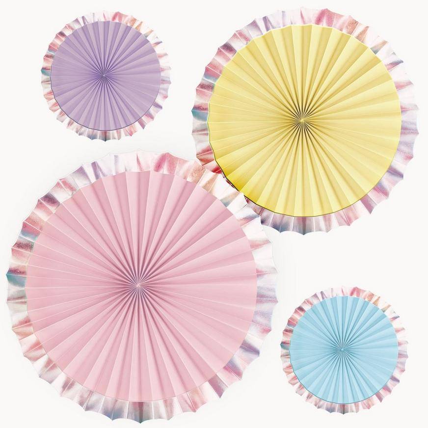 Party City Metallic Border Pastel Paper Fan Decoration Set (unisex/pastel assorted)