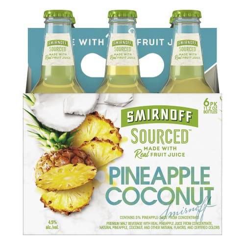 Smirnoff · Pineapple Coconut Malt Drink (6 x 11 fl oz)