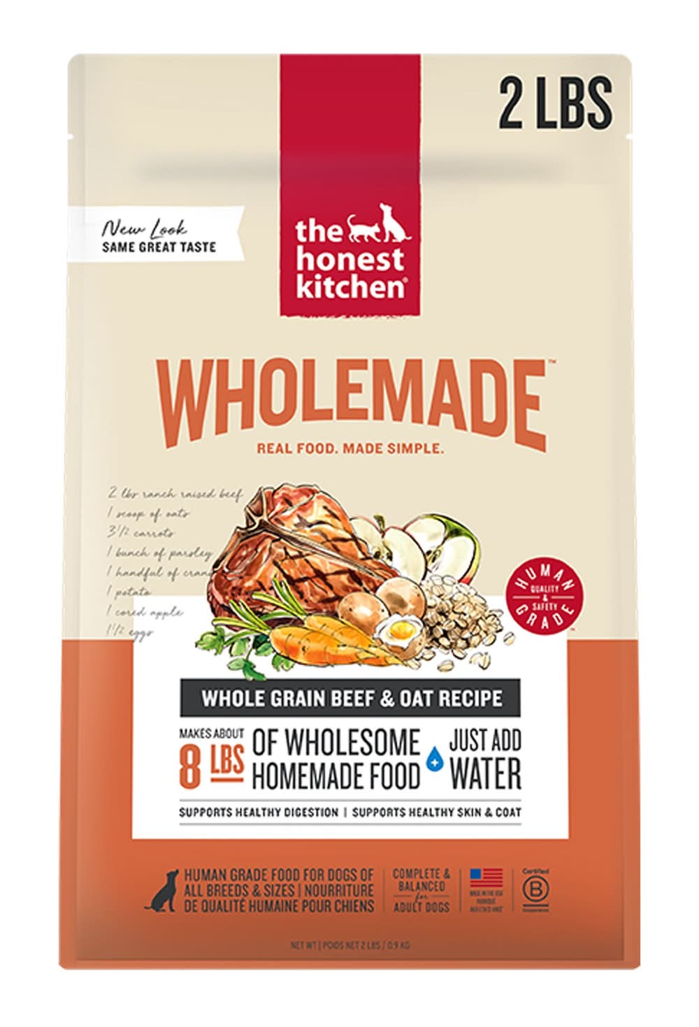 The Honest Kitchen Wholemade Whole Grain Adult Dehydrated Dog Food - Beef (Size: 2 Lb)