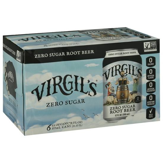 Virgils Root Beer Zero Sugar Cans (12 oz x 6 ct)