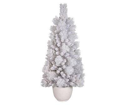 4.5' Comet White Pre-Lit LED Artificial Christmas Urn Tree with Dual Color Lights