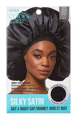 KISS Colors & Care Silky Satin Day & Night Bonnet Cap, Black