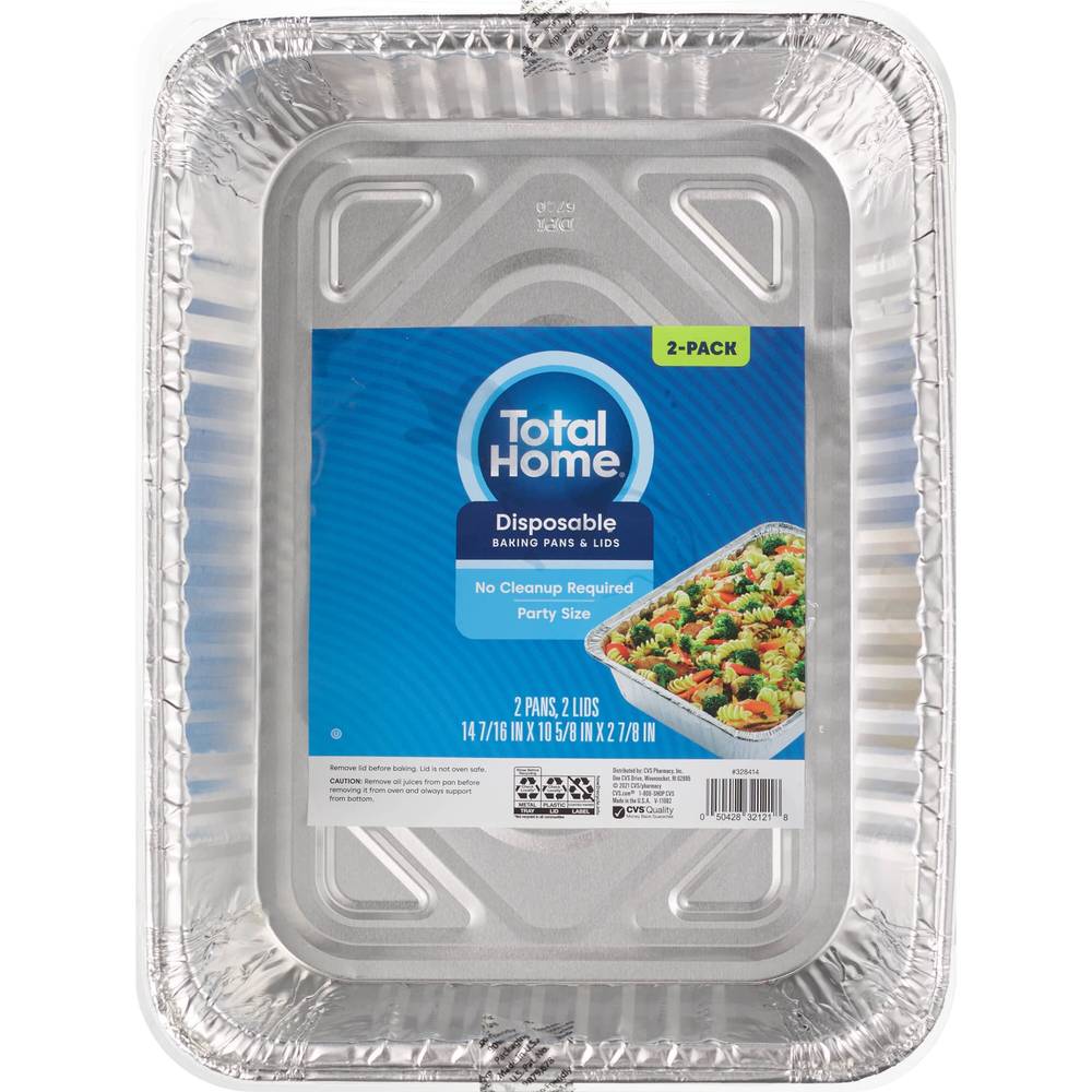 Total Home Disposable Baking Pans & Lids (14.7/16 in x 10.5/8 in x 2.7/8 in)