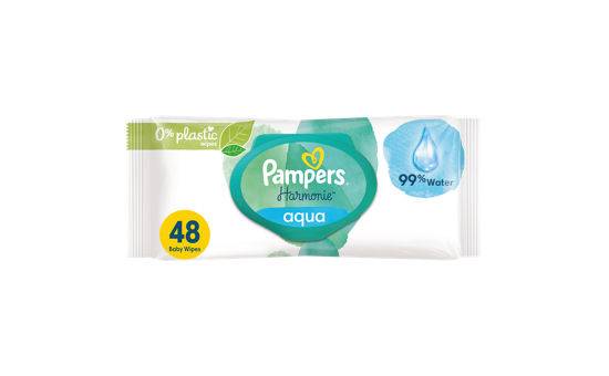 Pampers Harmonie Aqua Baby Wipes Plastic Free 1 Pack = 48 Wipes