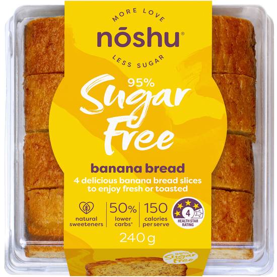 Noshu 95% Sugar Free Banana Bread Slices 240g