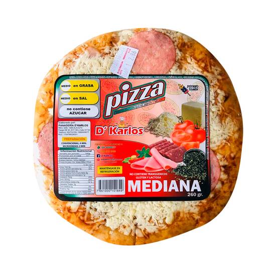 Pizza Mediana D´Karlos 260 Gr