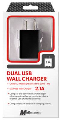 Ul-2A Dual Usb Wall Charger Black - Ea