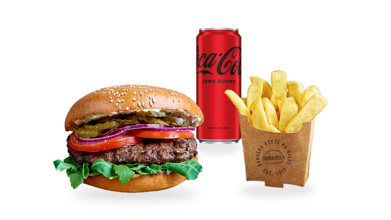 Burger + frytki+ Coca Cola
