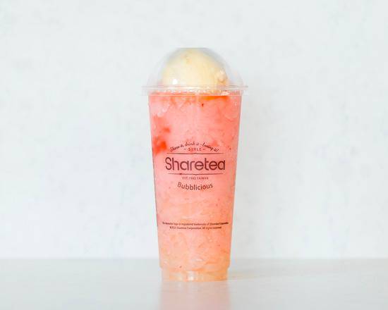 Strawberry Ice Blended with Lychee Jelly and Ice Cream