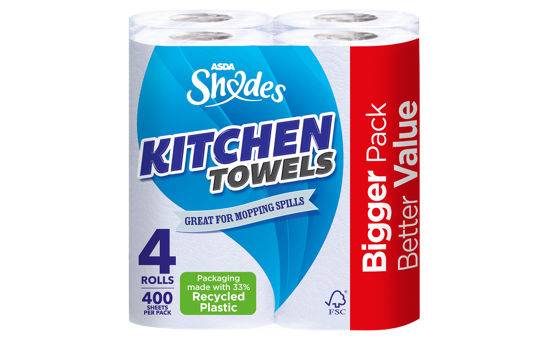 Asda Shades Everyday Kitchen Towels 4 Rolls