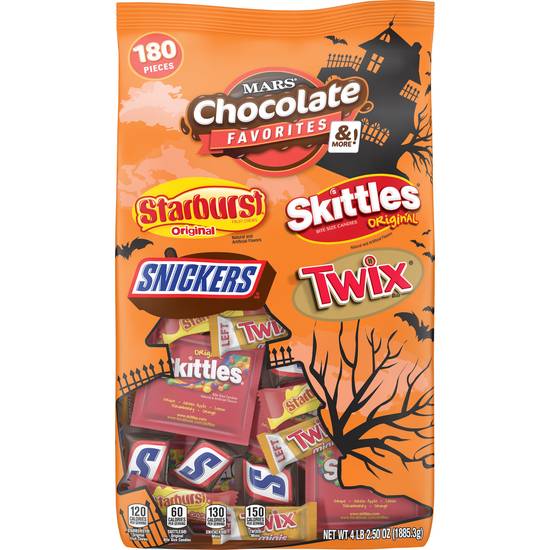 MARS Chocolate Favorites and More Halloween Candy Variety Mix Bag (STARBURST, SKITTLES, SNICKERS TWIX) - 180 ct