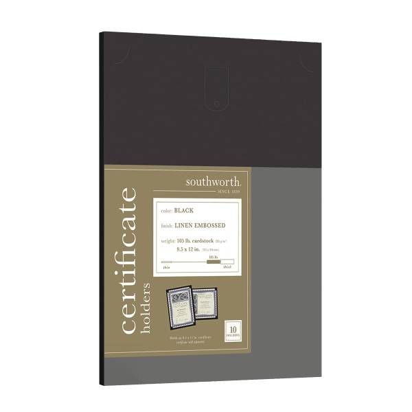 Southworth Certificate Holders 9 1/2" X 12" Black (10 ct)